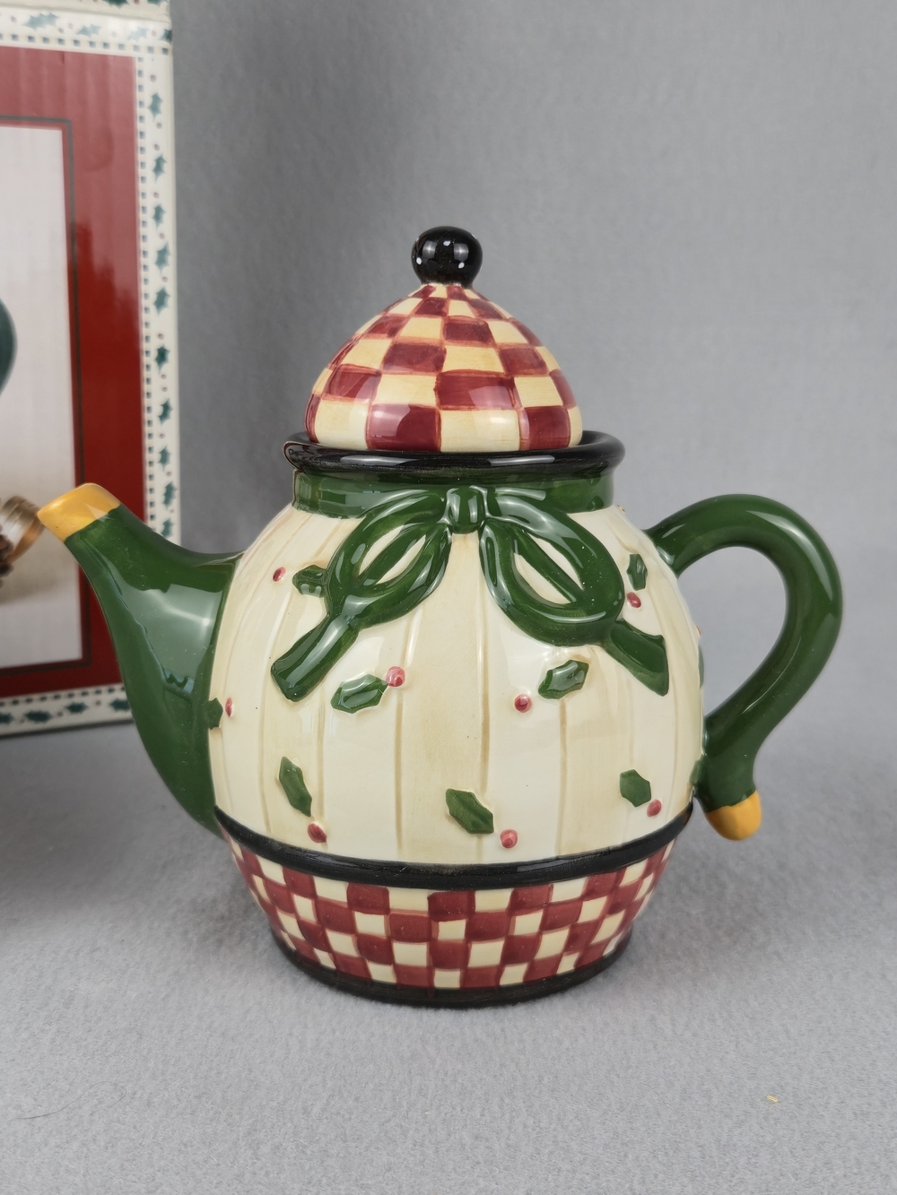 Vintage Debbie Mumm Sakura 'Holly Toss' Mini Teapot